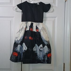Kids Girl Halloween Dress with ghosts and puns with 2 bags   NEW  Sz S